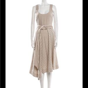 Cream Asymmetrical A-Line Knee-Length Dress